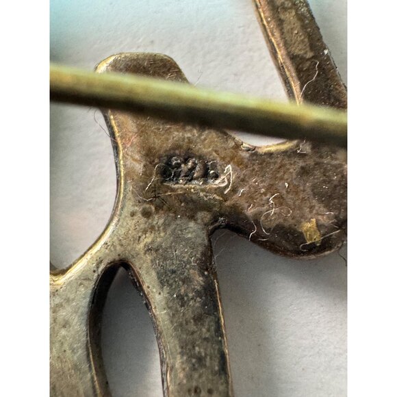 Vintage Estate Sterling Silver 925 Chinese Character Pin Brooch Pendant 6.7g - Picture 5 of 8